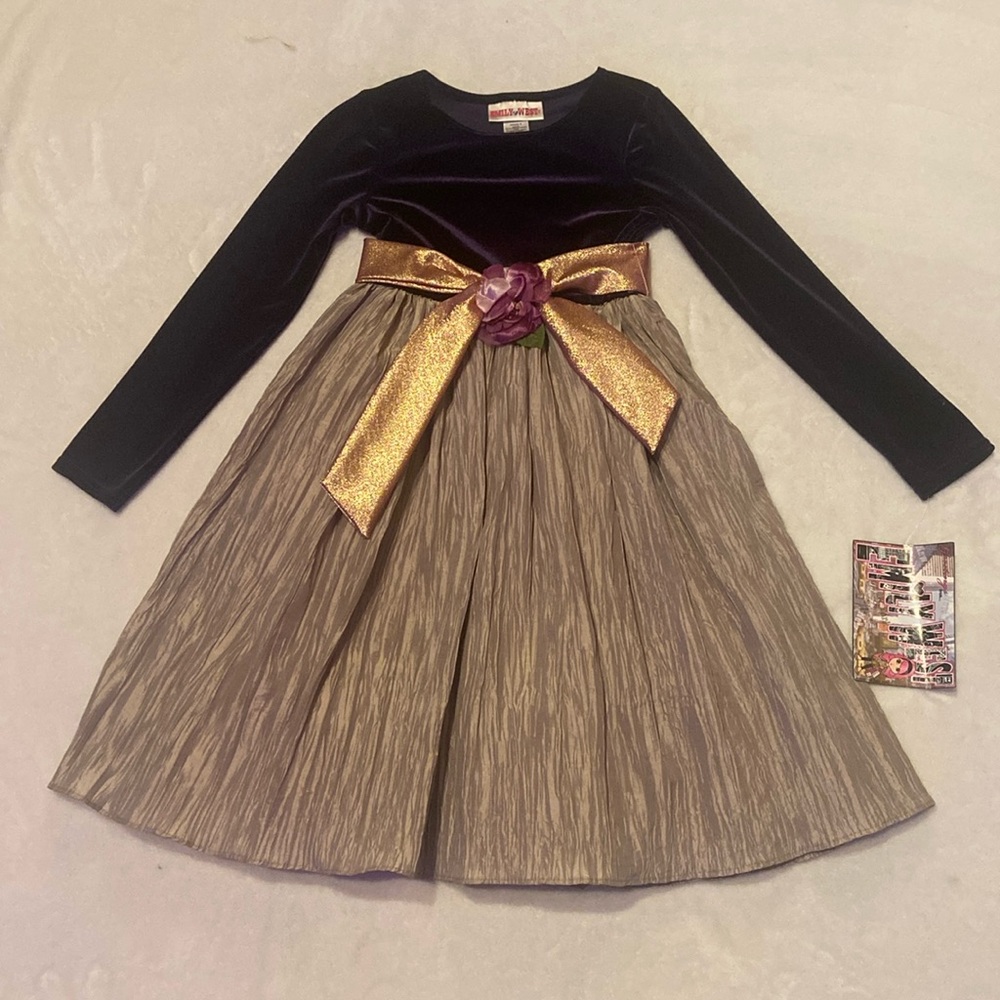 Emily West Black and Gold Formal Kids Dress